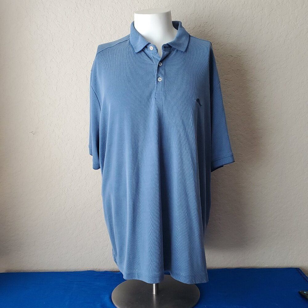 Tommy Bahama IslandZone Polo Shirt MensXL Teal Turquoise Blue Embroidered Marlin
